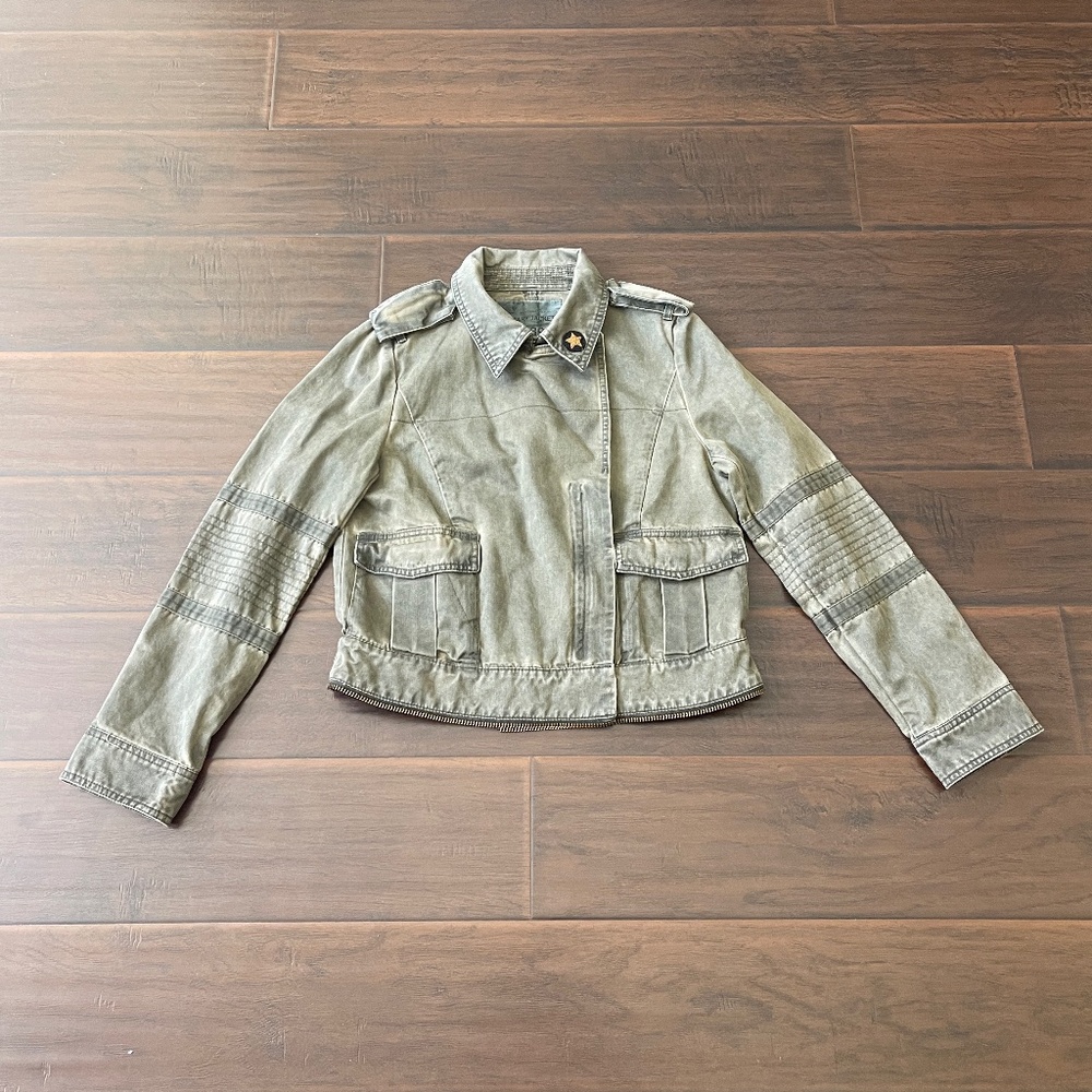 Zadig & Voltaire Women's Klara Grunge Khaki Military Jacket Size Medium EUC!